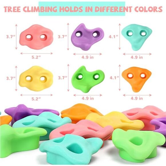 12 Ninja Tree Climbing Holds for Kids Climber, Tree Climbing Kit with 6 Straps - Picture 4 of 8
